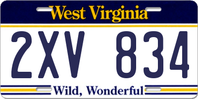 WV license plate 2XV834