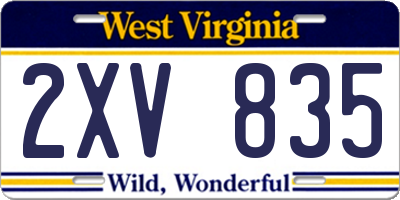 WV license plate 2XV835