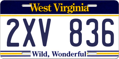 WV license plate 2XV836