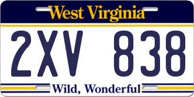 WV license plate 2XV838