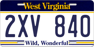 WV license plate 2XV840