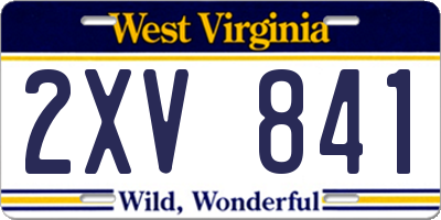 WV license plate 2XV841