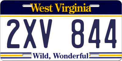WV license plate 2XV844