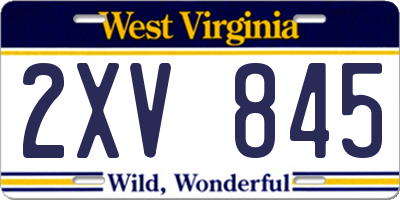 WV license plate 2XV845