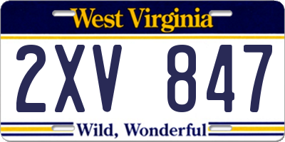 WV license plate 2XV847