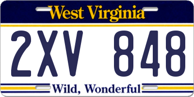 WV license plate 2XV848