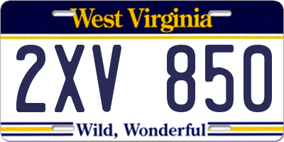 WV license plate 2XV850
