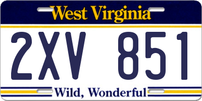 WV license plate 2XV851