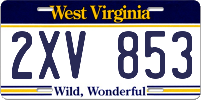 WV license plate 2XV853