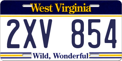 WV license plate 2XV854