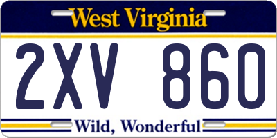 WV license plate 2XV860