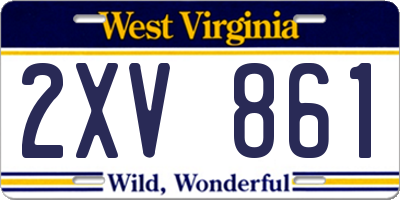 WV license plate 2XV861