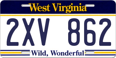 WV license plate 2XV862