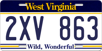 WV license plate 2XV863