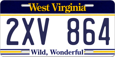 WV license plate 2XV864