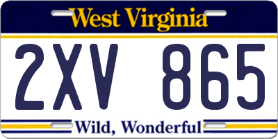 WV license plate 2XV865