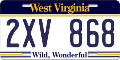 WV license plate 2XV868