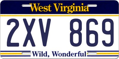 WV license plate 2XV869