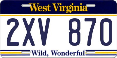 WV license plate 2XV870