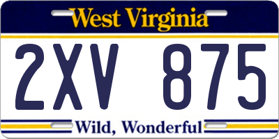 WV license plate 2XV875