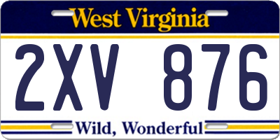 WV license plate 2XV876