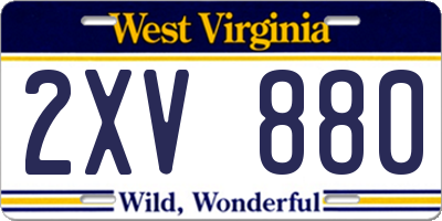 WV license plate 2XV880