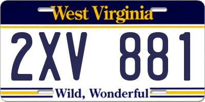 WV license plate 2XV881