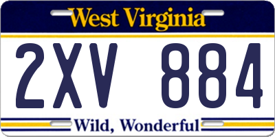 WV license plate 2XV884