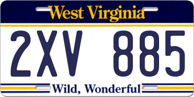 WV license plate 2XV885