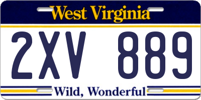 WV license plate 2XV889