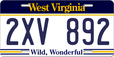 WV license plate 2XV892