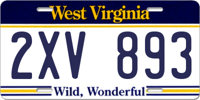 WV license plate 2XV893