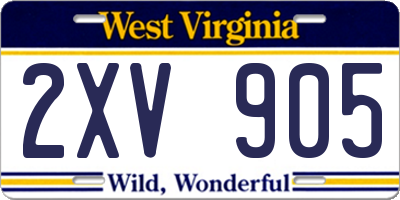 WV license plate 2XV905
