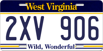 WV license plate 2XV906
