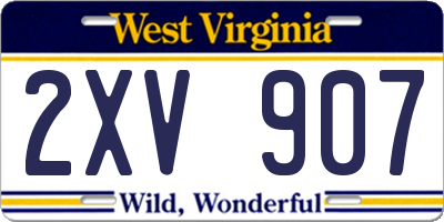 WV license plate 2XV907