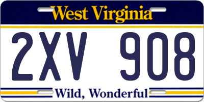 WV license plate 2XV908