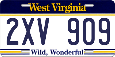 WV license plate 2XV909