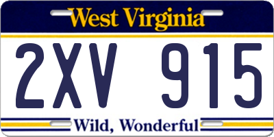 WV license plate 2XV915
