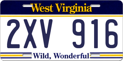 WV license plate 2XV916