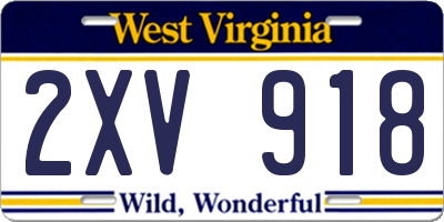 WV license plate 2XV918