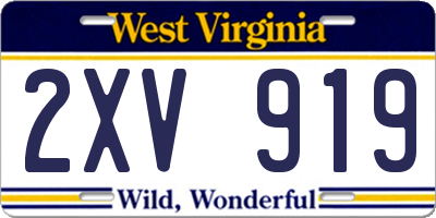 WV license plate 2XV919