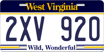 WV license plate 2XV920