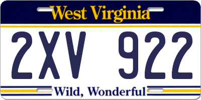 WV license plate 2XV922