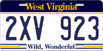 WV license plate 2XV923