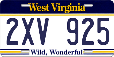 WV license plate 2XV925
