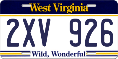 WV license plate 2XV926