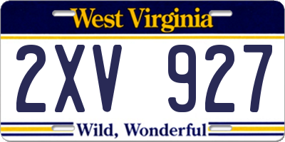 WV license plate 2XV927