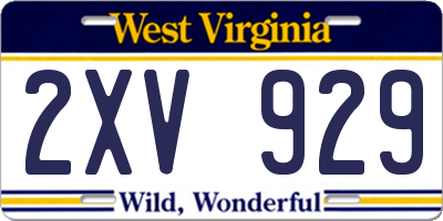 WV license plate 2XV929