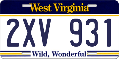 WV license plate 2XV931