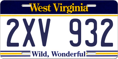 WV license plate 2XV932